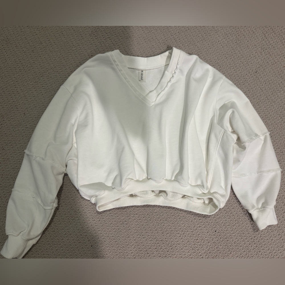 Altar'd State Cream V-Neck Sweatshirt